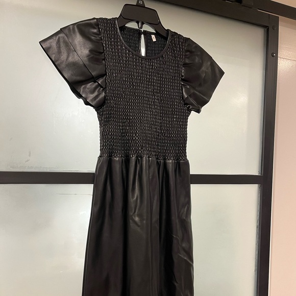 Black faux leather maxi/midi dress - Picture 1 of 5